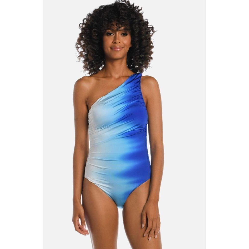 La Blanca Ocean Oasis Shirred One Shoulder One Piece Size 4